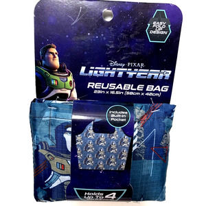 Disney Pixar LIGHTYEAR Reusable Grocery Bag 23" x 16.5" Pocket Easy Fold Up (B)